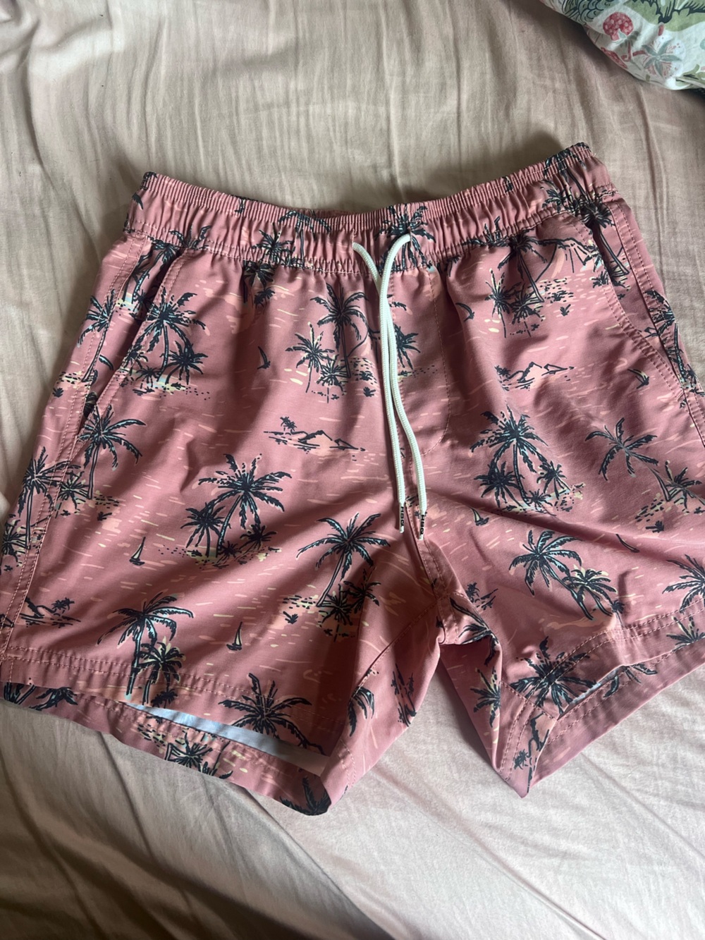 RSQ Pink Palm Tree Print Men’s Swim Shorts